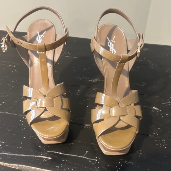 Yves Saint Laurent Beige Strappy Heels - Picture 1 of 3